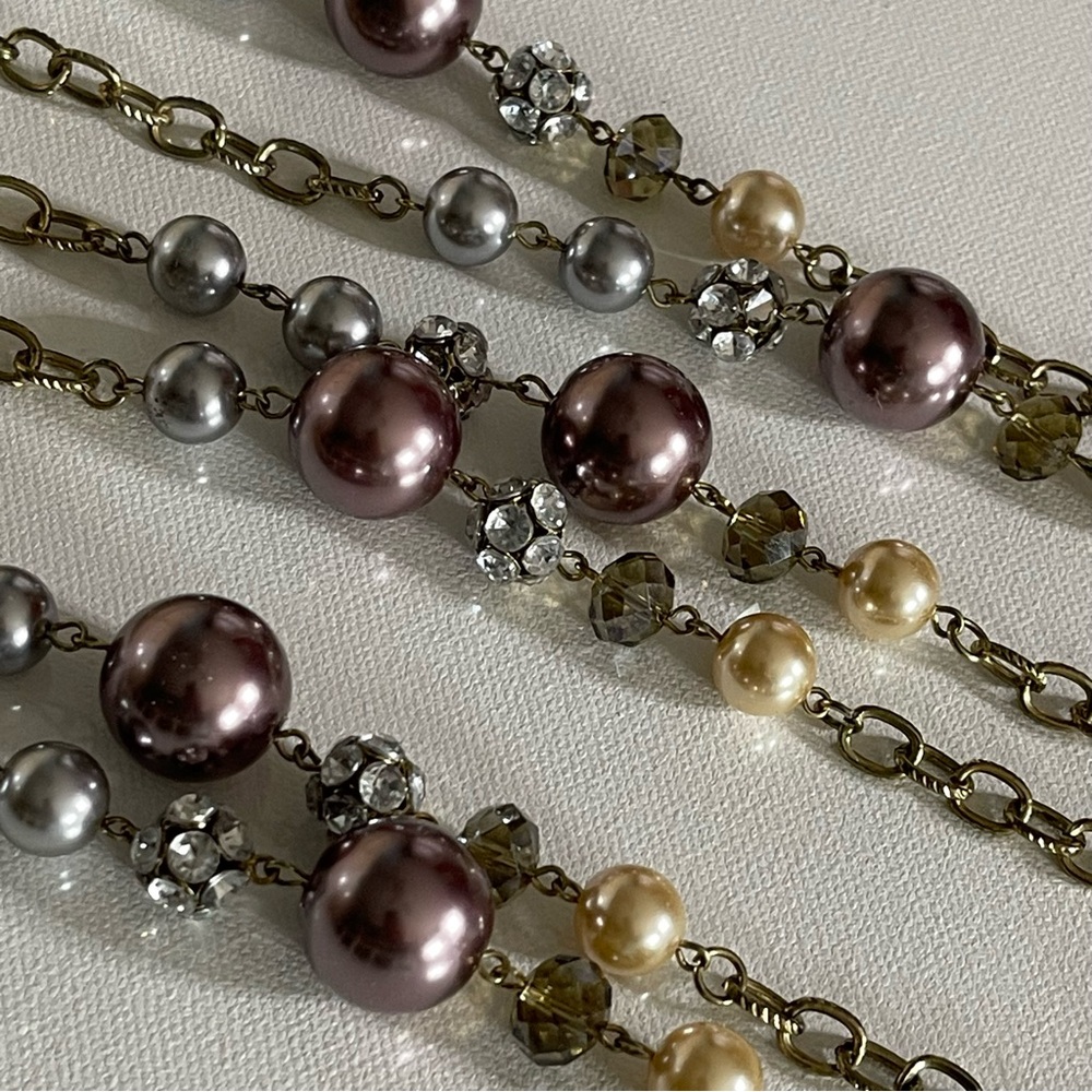 LOFT Necklaces Set of 3 Faux Pearl Rhinestone Metal Feminine Classic Wedding